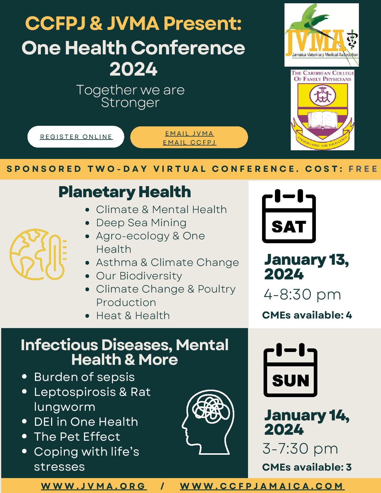 Jamaica Veterinary Medical Association - Caribbean Family Physicians-Jamaica One Health Conference 2024