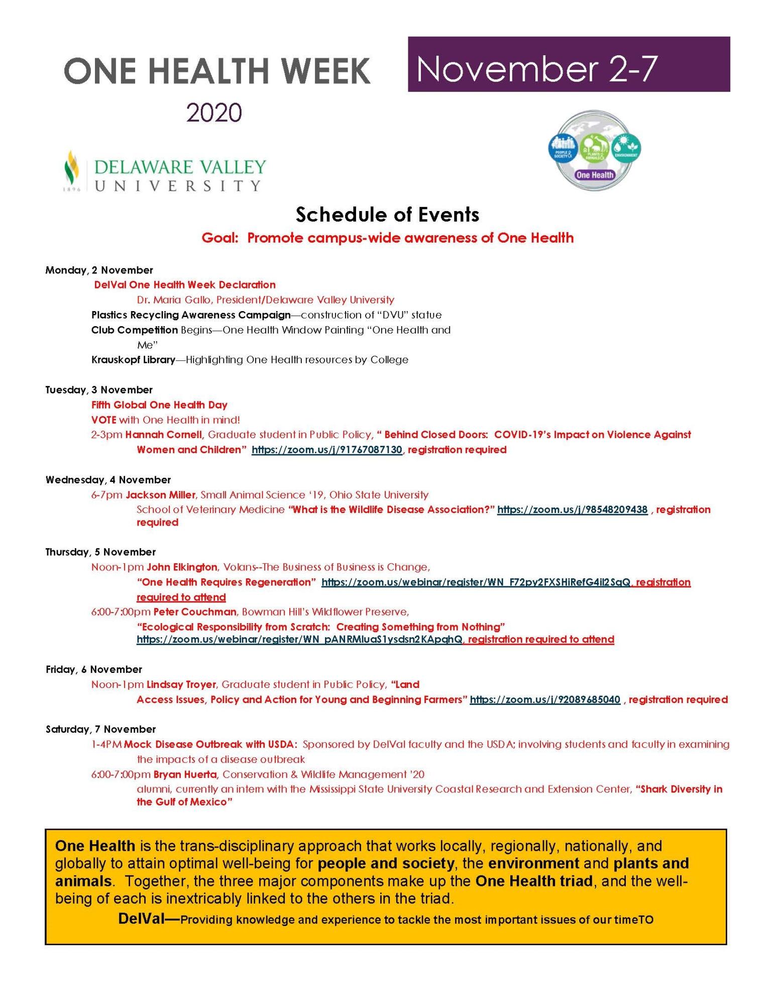 One Health Week at Delaware Valley University