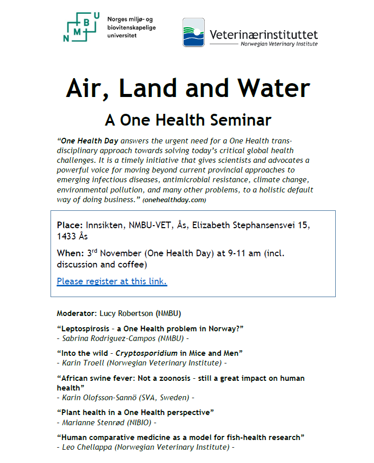 Air, Land and Water:  A One Health Seminar