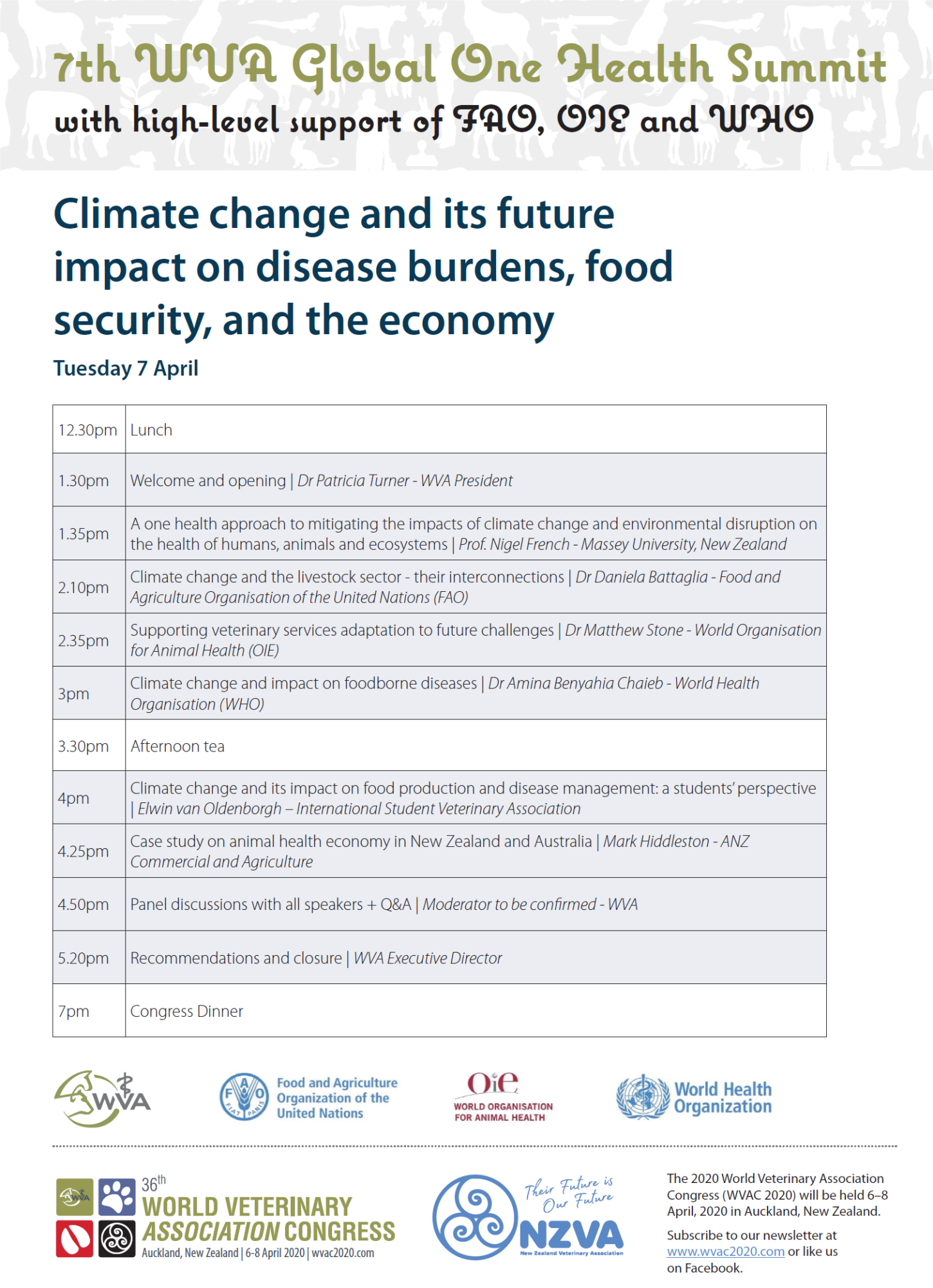 7th WVA Global One Health Summit with high-level support of FAO, OIE and WHO